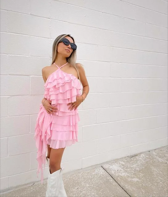 Pink Layered Homecoming Dress,Pink Party Dress Y2295 Tunics Fashionable trendy