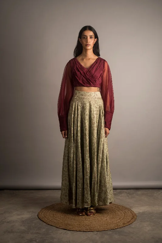 EMBELLISHED LEHANGA SKIRT silk skirt lustrous