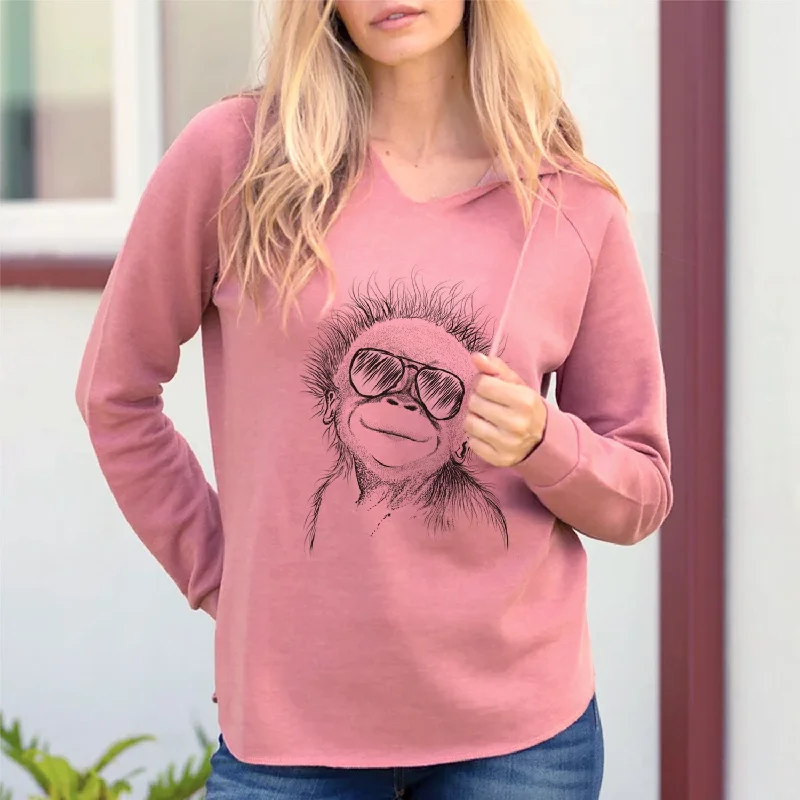 Aviator Louie the Baby Orangutan - Cali Wave Hooded Sweatshirt Hoodie with Drop Shoulder Relaxed Streetwear