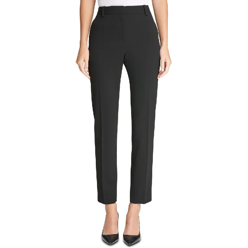 DKNY Womens Petites Ankle Slim Fit Straight Leg Pants Elegant High-Waist Pants
