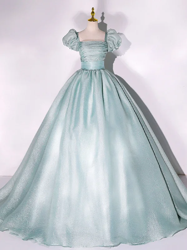 Green Tulle Long Prom Dress, A-Line Tulle Formal Evening Dresses Boat Neckline Classic Green Tulle Long Prom Dress, A-Line Tulle Formal Evening Dresses Boat Neckline Classic