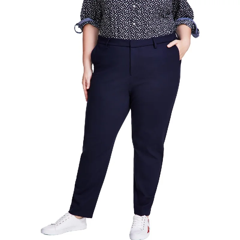 Tommy Hilfiger Womens Plus Ponte High Rise Straight Leg Pants Elegant Dress Pants