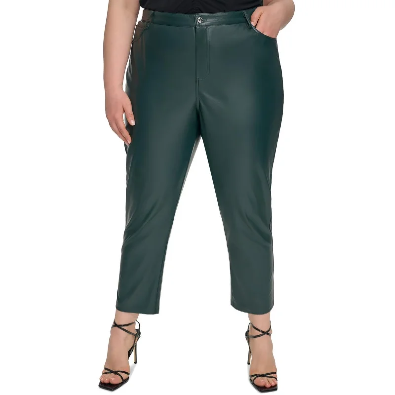 Calvin Klein Womens Plus Faux Leather Stretch Straight Leg Pants Trendy Printed Pants Calvin Klein Womens Plus Faux Leather Stretch Straight Leg Pants Trendy Printed Pants