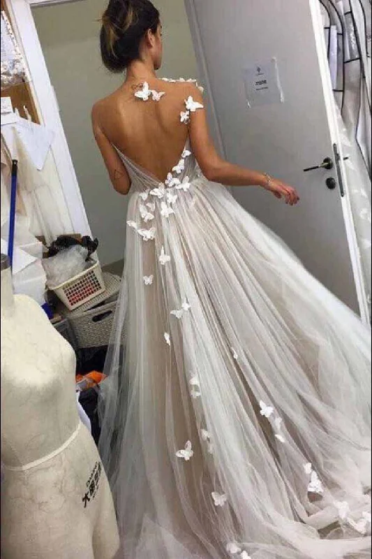 A Line Gray Tulle Open Back Butterfly Sleeveless Long Party Dresses Prom Dresses WK10 Tunics Cozy soft A Line Gray Tulle Open Back Butterfly Sleeveless Long Party Dresses Prom Dresses WK10 Tunics Cozy soft