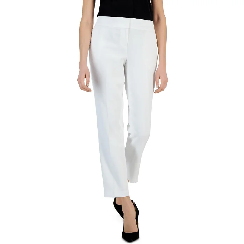 Kasper Womens Crepe Solid Straight Leg Pants Relaxed Fit Trousers
