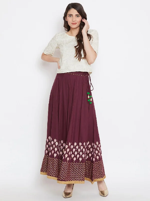 Women's Tulip block printed skirt - BitterLime chiffon skirt lightweight