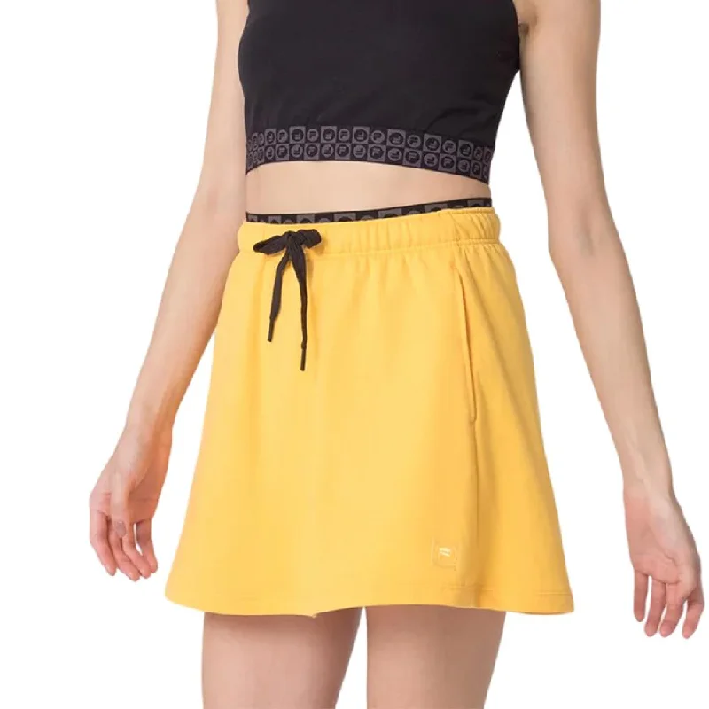 Fila Polleras Femenino Moda Skirt_Elastic Banana/Black tiered skirt playful