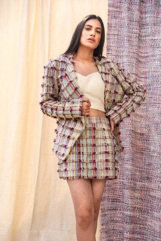 Yahvi Slim Fit Fringed Skirt low waist skirt