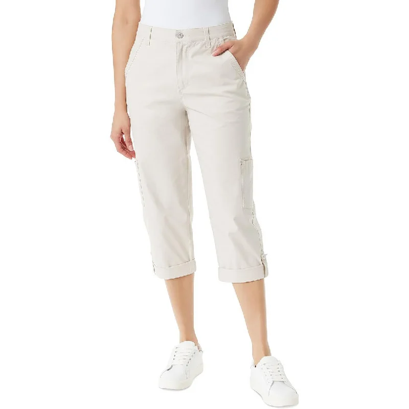 Gloria Vanderbilt Womens High Rise Cargo Capri Pants Classic Straight-Leg Pants