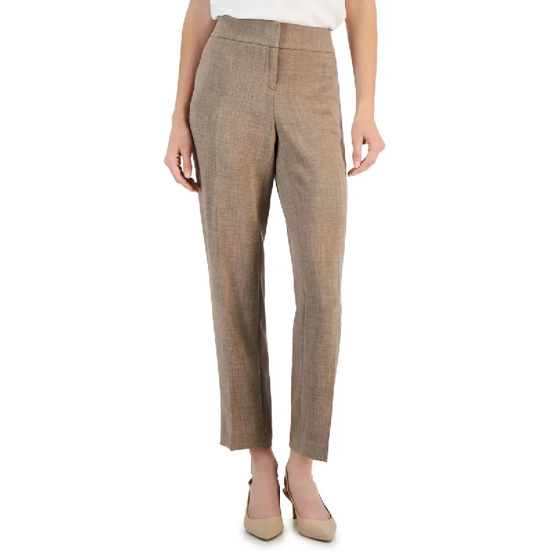 Kasper Womens Petites Mid-Rise Ankle Straight Leg Pants High-Waist Trousers