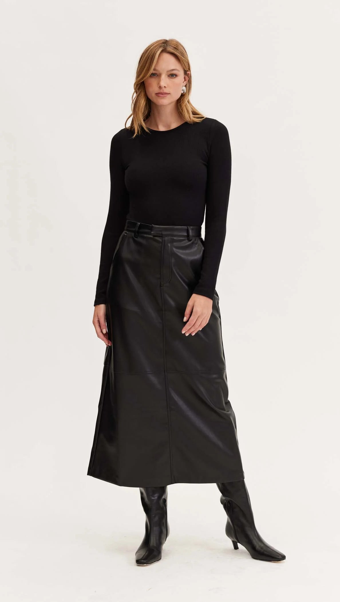 Dylan Pu Column Skirt Black pencil skirt chic