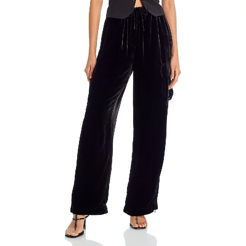 Alexander Wang Womens Velvet Drawstring Cargo Pants Formal Linen Trousers