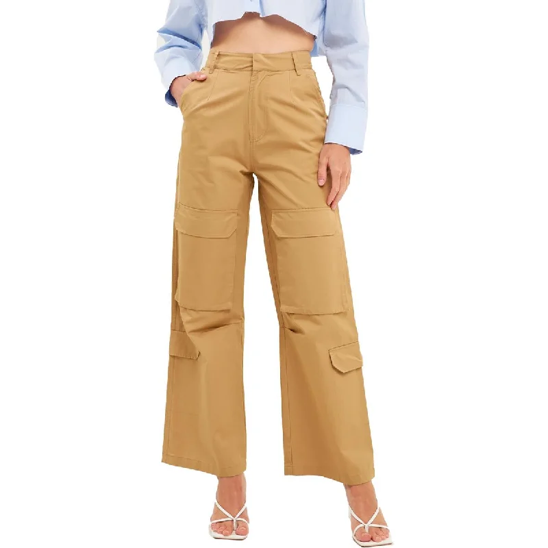 English Factory Womens High Rise Wide Leg Cargo Pants Trendy Velvet Pants
