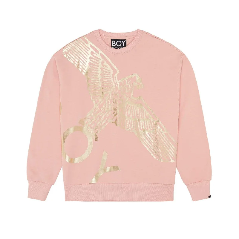 BOY WINGSPAN SWEATSHIRT WOMENS- PINK/GOLD Hoodie with Lace Feminine Delicate