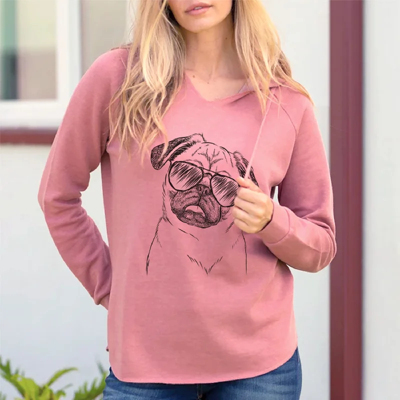Aviator Macy the Pug - Cali Wave Hooded Sweatshirt Hoodie with Slim Fit Tailored Modern Aviator Macy the Pug - Cali Wave Hooded Sweatshirt Hoodie with Slim Fit Tailored Modern