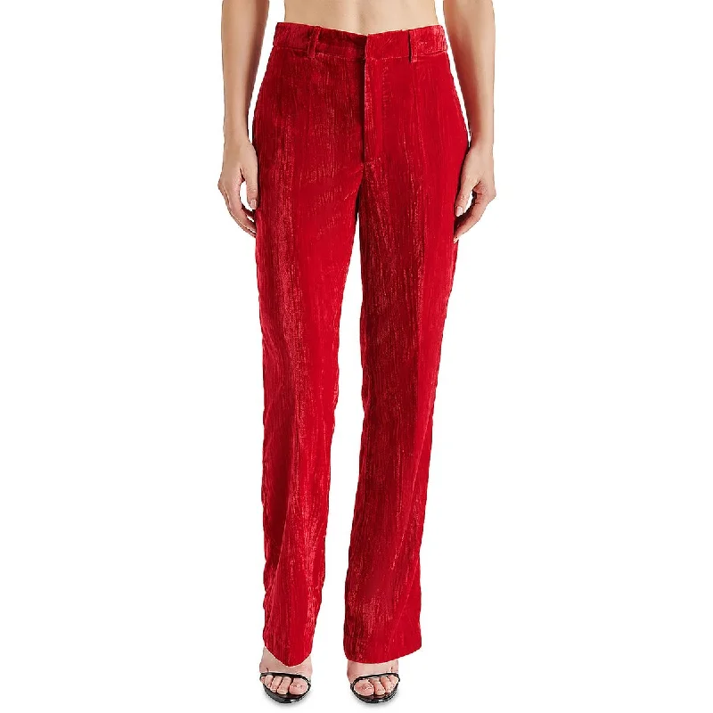 Steve Madden Womens Mercer Crushed Velvet Dressy Straight Leg Pants Comfy High-Waist Jeans Steve Madden Womens Mercer Crushed Velvet Dressy Straight Leg Pants Comfy High-Waist Jeans