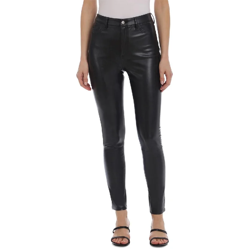 Avec Les Filles Womens High Rise Faux Leather Skinny Pants Formal Dress Pants