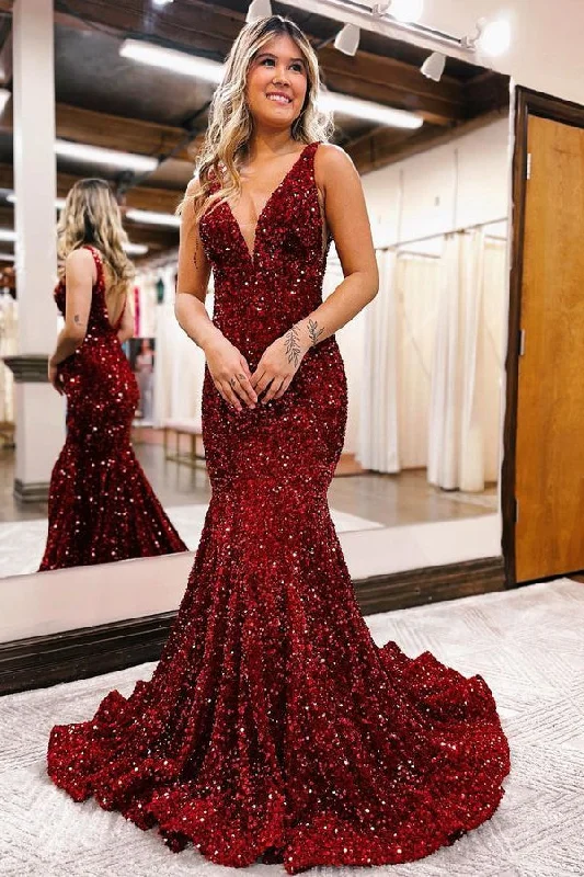 Sparkly Long Prom Dresses,Hoco Dresses, Party Dresses Turtleneck Neckline Stylish