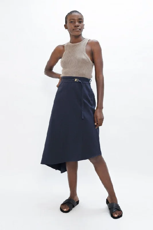 Mallorca Organic Cotton Asymmetric Skirt in Summer Night corduroy skirt textured
