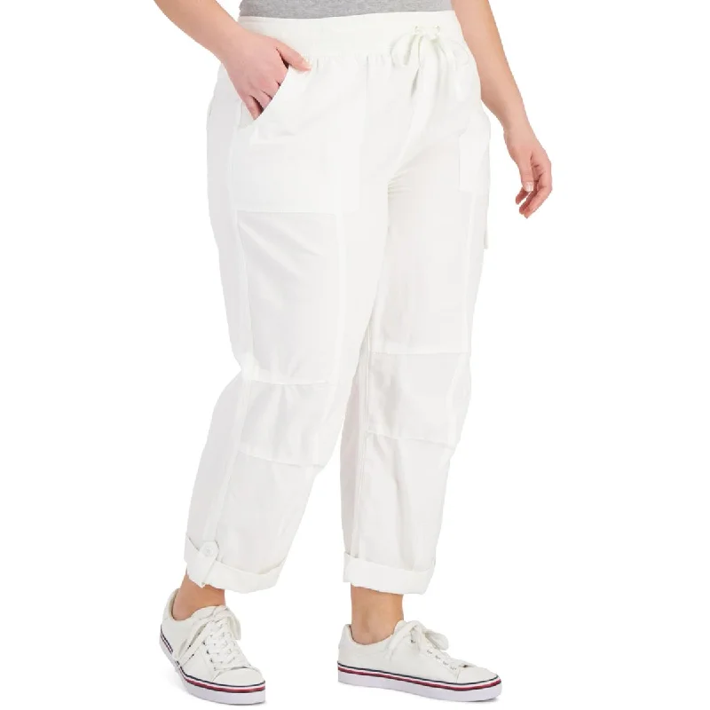 Tommy Hilfiger Womens Plus Alton High Rise Knit Cargo Pants Classic Cropped Pants
