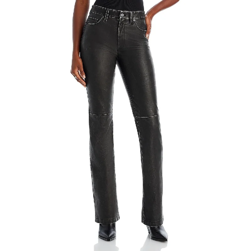 [BLANKNYC] Womens Faux Leather 2 Front Pocket High-Waisted Pants Comfortable Fleece Pants