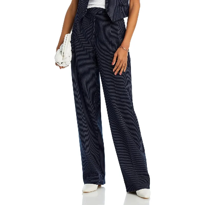 Rag & Bone Womens Marianne Ponte Pleated Wide Leg Pants Trendy High-Waist Trousers