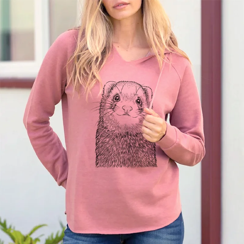 Bare Fig the Ferret - Cali Wave Hooded Sweatshirt Hoodie with Hem Detail Decorative Unique Bare Fig the Ferret - Cali Wave Hooded Sweatshirt Hoodie with Hem Detail Decorative Unique