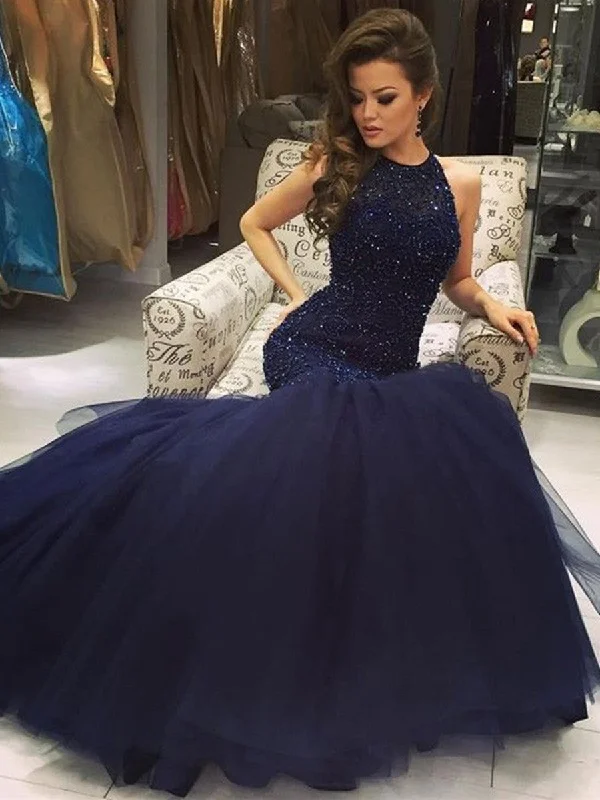 Custom Made Dark Navy Blue Mermaid Prom Dresses, Navy Blue Formal Dresses Tunics Luxurious premium Custom Made Dark Navy Blue Mermaid Prom Dresses, Navy Blue Formal Dresses Tunics Luxurious premium
