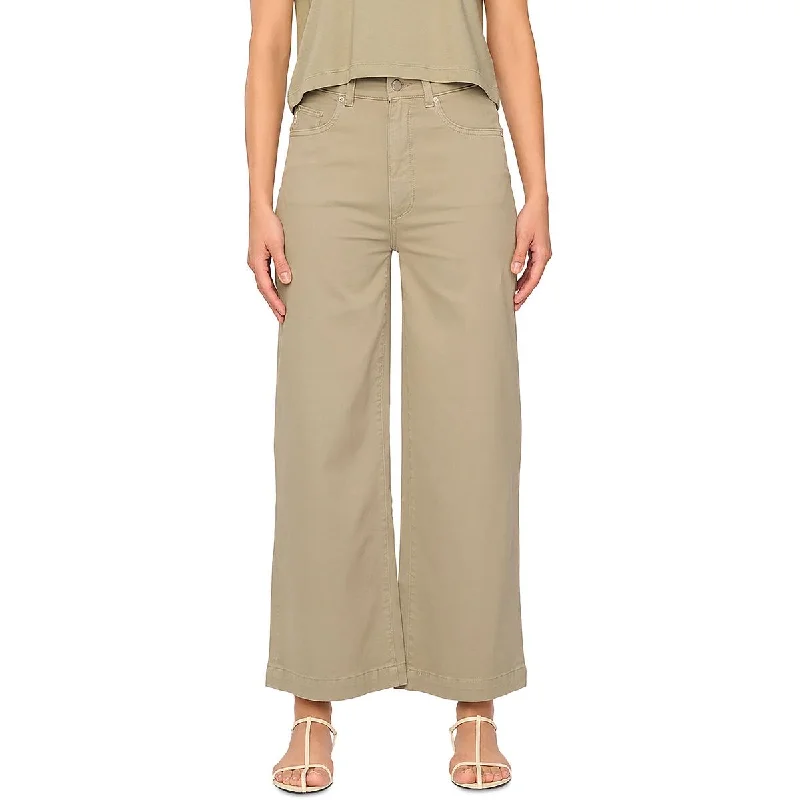 DL1961 Womens High Rise Knit Wide Leg Pants Elegant Silk Pants