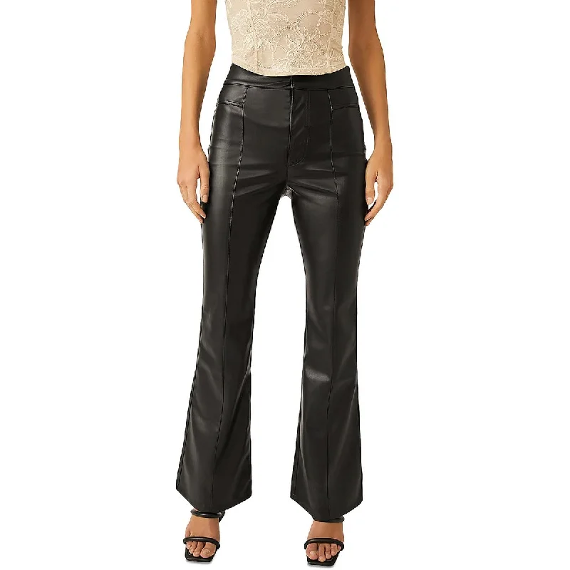 We The Free Womens Uptown Faux Leather High Rise Dress Pants Slim Fit Casual Pants