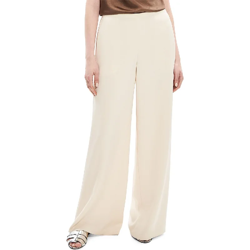 Theory Womens Petites Textured High Rise Wide Leg Pants Lightweight Linen Pants