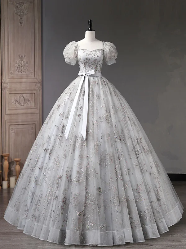 Gray A-Line Tulle Sequin Long Prom Dress, Gray Tulle Sweet 16 Dresses Tunics Chinos classic Gray A-Line Tulle Sequin Long Prom Dress, Gray Tulle Sweet 16 Dresses Tunics Chinos classic