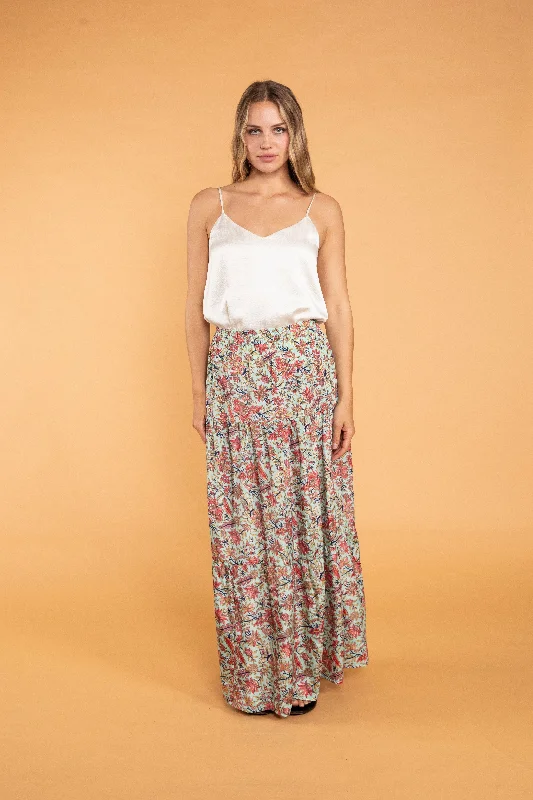 Inaya Maxi Tiered Skirt slim fit skirt