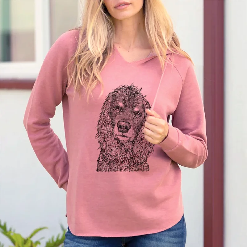 Bare Marley Boy the American Cocker Spaniel - Cali Wave Hooded Sweatshirt Hoodie with Frayed Bohemian Relaxed Bare Marley Boy the American Cocker Spaniel - Cali Wave Hooded Sweatshirt Hoodie with Frayed Bohemian Relaxed