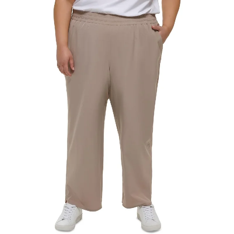 Calvin Klein Performance Womens Plus Smocked High Rise Wide Leg Pants Trendy Wide-Leg Pants Calvin Klein Performance Womens Plus Smocked High Rise Wide Leg Pants Trendy Wide-Leg Pants