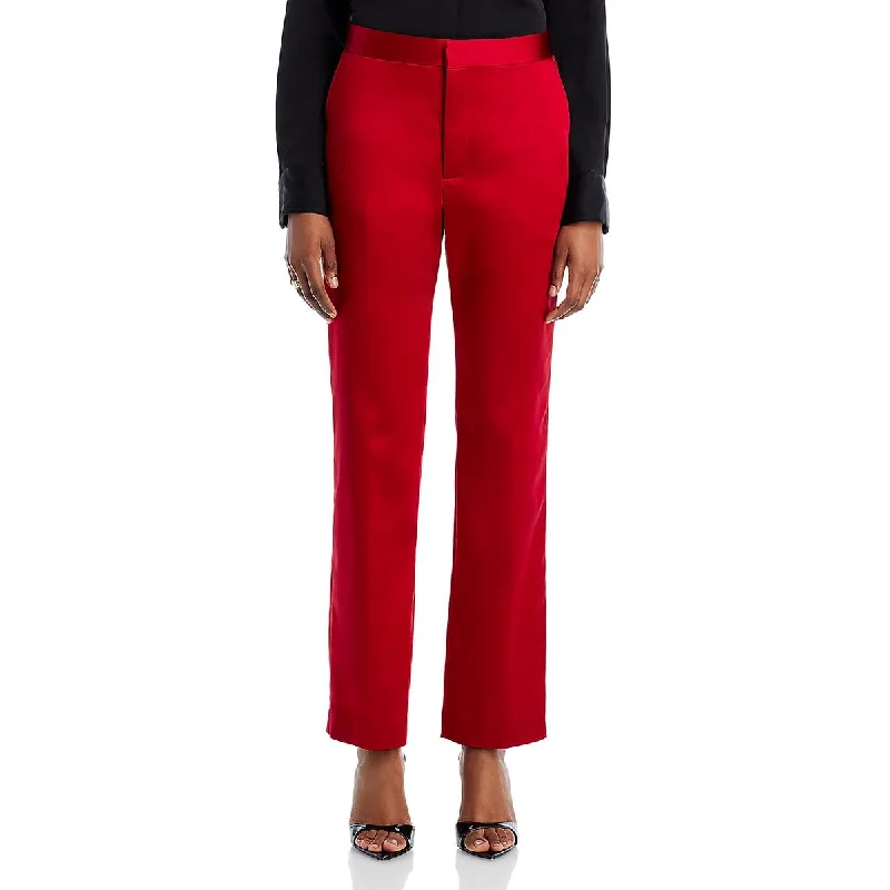 L'Agence Womens Rebel Satin High Rise Dress Pants Lightweight Linen Pants