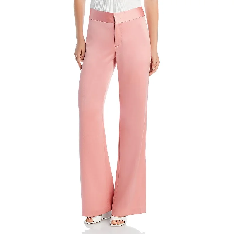 Alice and Olivia Womens Satin Solid Dress Pants Trendy Tapered Pants