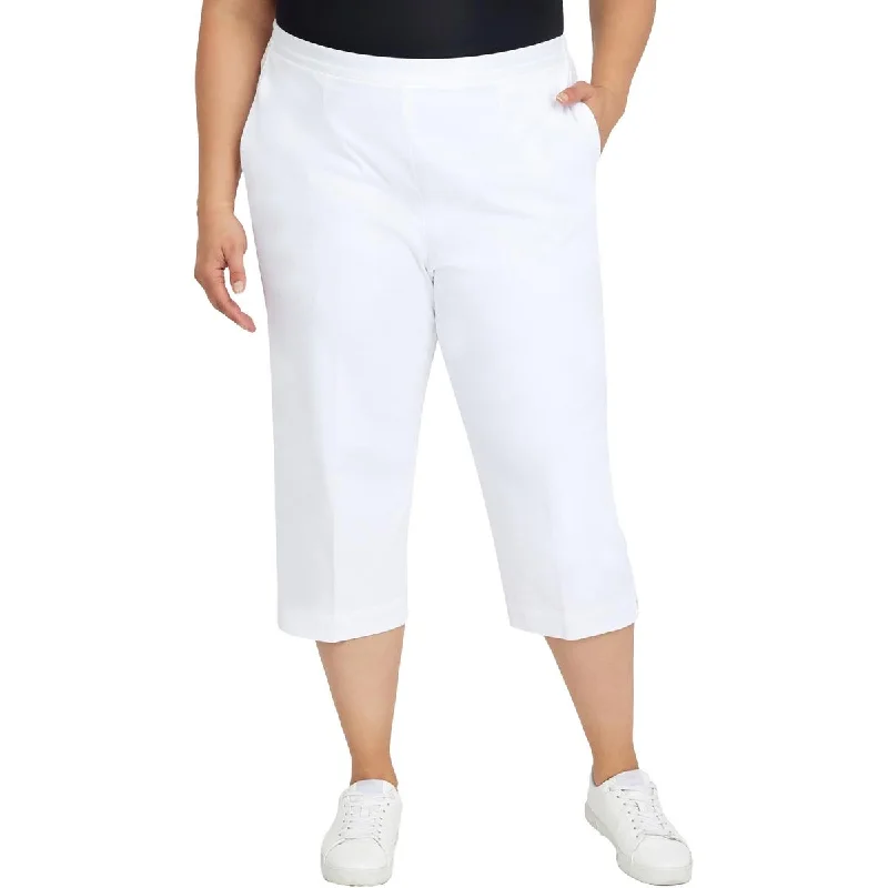 Alfred Dunner Womens Plus Relaxed High Rise Capri Pants Comfortable Denim Leggings