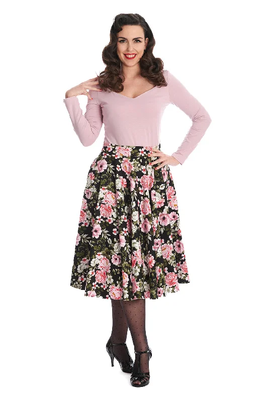 Pink Bloom Swing Skirt corduroy skirt textured