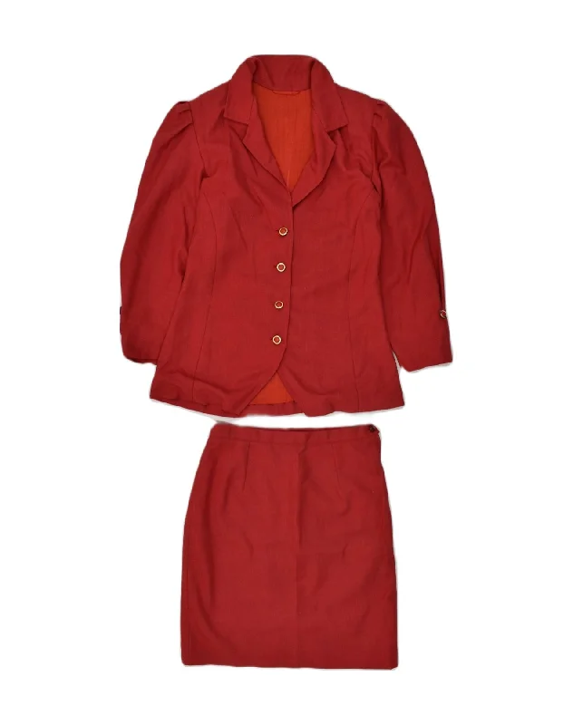 VINTAGE Womens 4 Button 2 Piece Skirt Set UK 10 Small W26 Red denim skirt casual