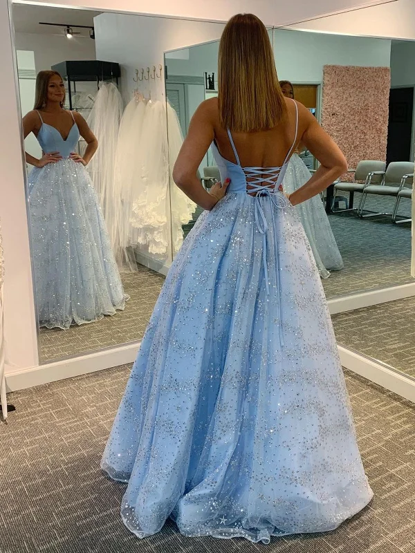 Shiny V Neck Blue Long Prom Dresses, Blue Long Formal Evening Dresses Tunics Canvas sturdy Shiny V Neck Blue Long Prom Dresses, Blue Long Formal Evening Dresses Tunics Canvas sturdy