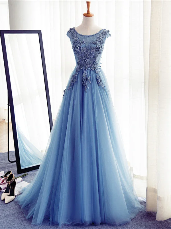 Custom Made Round Neck Sleeveless Lace Prom Dress, Blue Lace Formal Dress Tunics Exclusive limited Custom Made Round Neck Sleeveless Lace Prom Dress, Blue Lace Formal Dress Tunics Exclusive limited