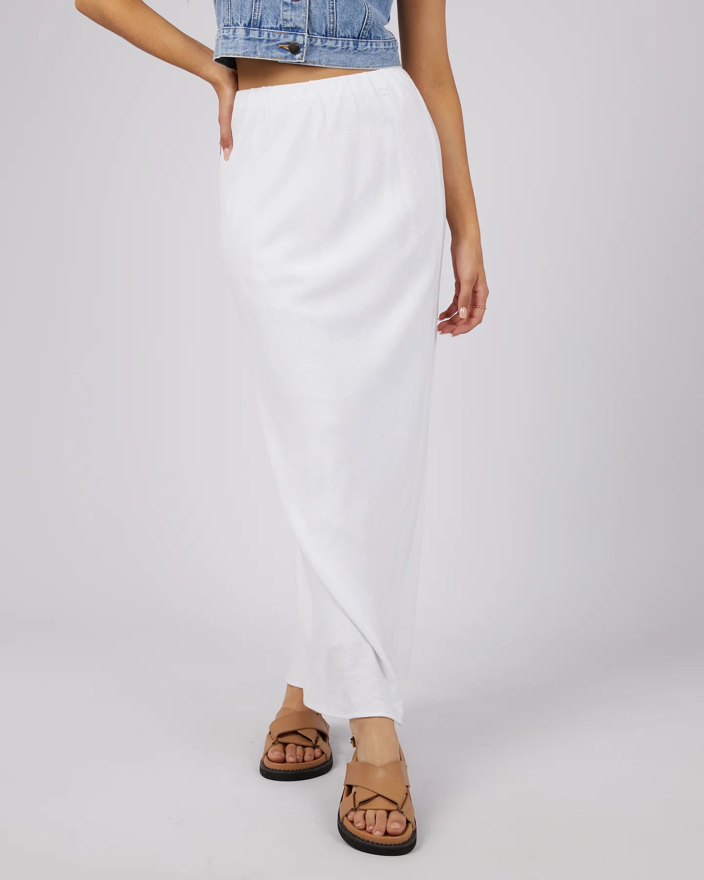 Leyla Maxi Skirt White denim skirt durable