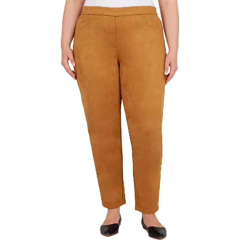 Ruby Rd. Womens Plus Faux Suede High Rise Skinny Pants Casual Plaid Pants