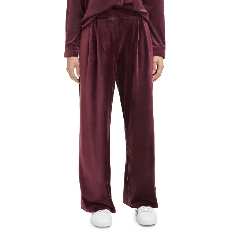 Calvin Klein Womens Velvet Mid Rise Wide Leg Pants Slim-Fit Khaki Pants