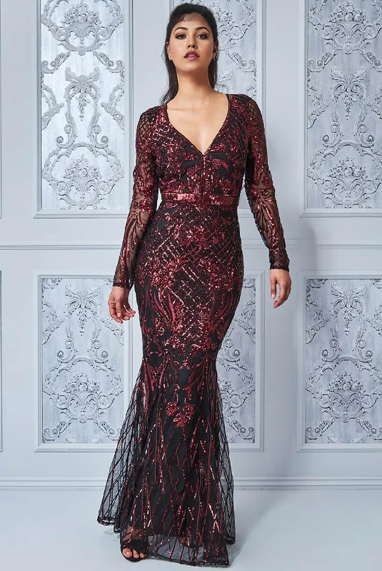 Sequinned Long Sleeve Dress Mermaid Mother of the Bride Dresse Wedding Guest Party Dresses Pleated Skirt Elegant Sequinned Long Sleeve Dress Mermaid Mother of the Bride Dresse Wedding Guest Party Dresses Pleated Skirt Elegant