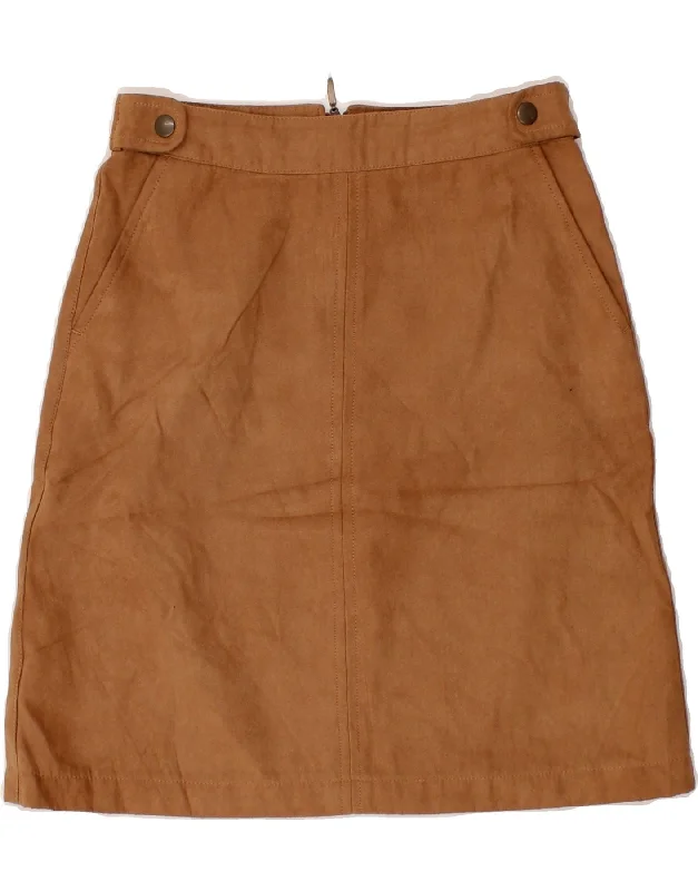 OASIS Womens A-Line Skirt UK 10 Small W26  Brown Polyester chiffon skirt flowing
