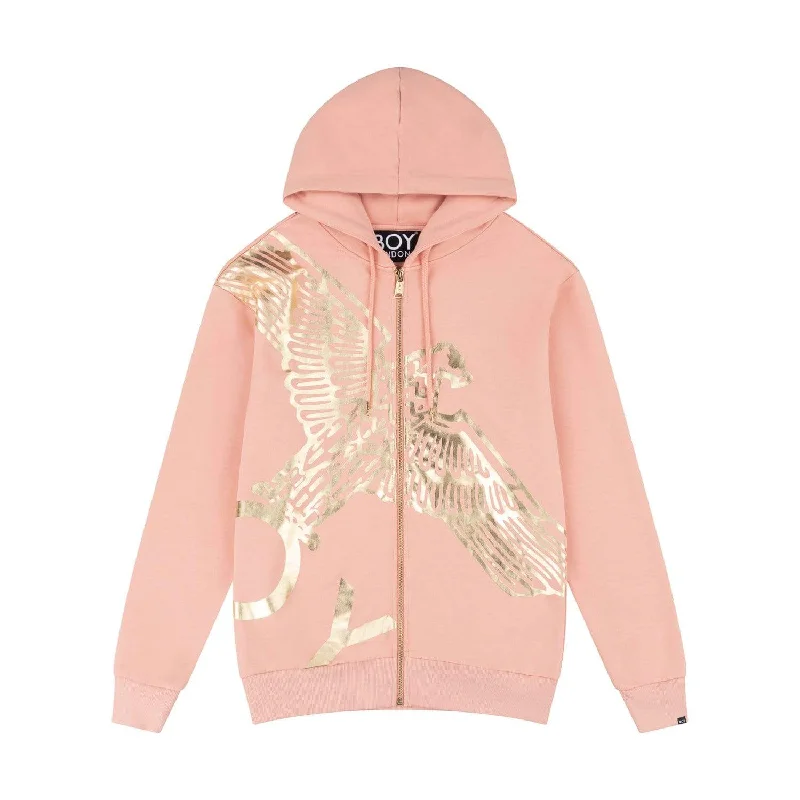 BOY WINGSPAN ZIP HOODIE WOMENS - PINK/GOLD Hoodie with Mesh Breathable Sporty