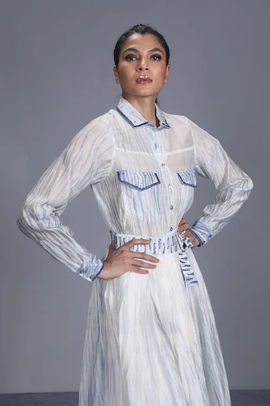 Iceland White & Blue Skirt linen skirt relaxed