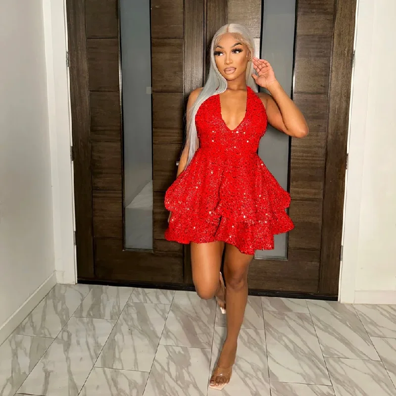 Red Sequin Tiered Homecoming Dress,18th Birthday Party Dress ,Y2444 Tunics Luxurious premium Red Sequin Tiered Homecoming Dress,18th Birthday Party Dress ,Y2444 Tunics Luxurious premium